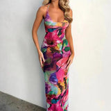 Aurora - Vibrant Halter Maxi Dress - VibeSoothe