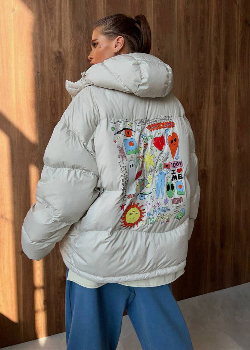 Graphic Oversized Puffer Jacket