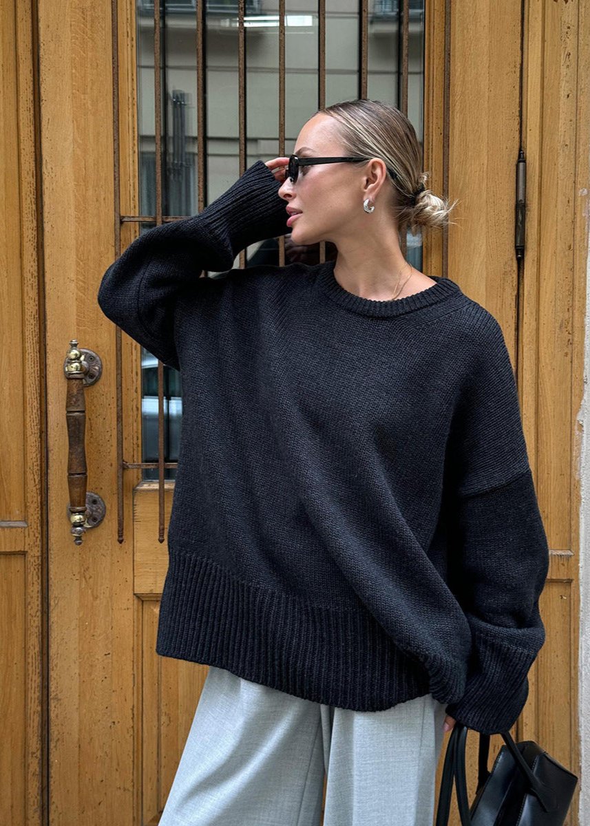 Middernachtblauwe Relaxed Knit Sweater