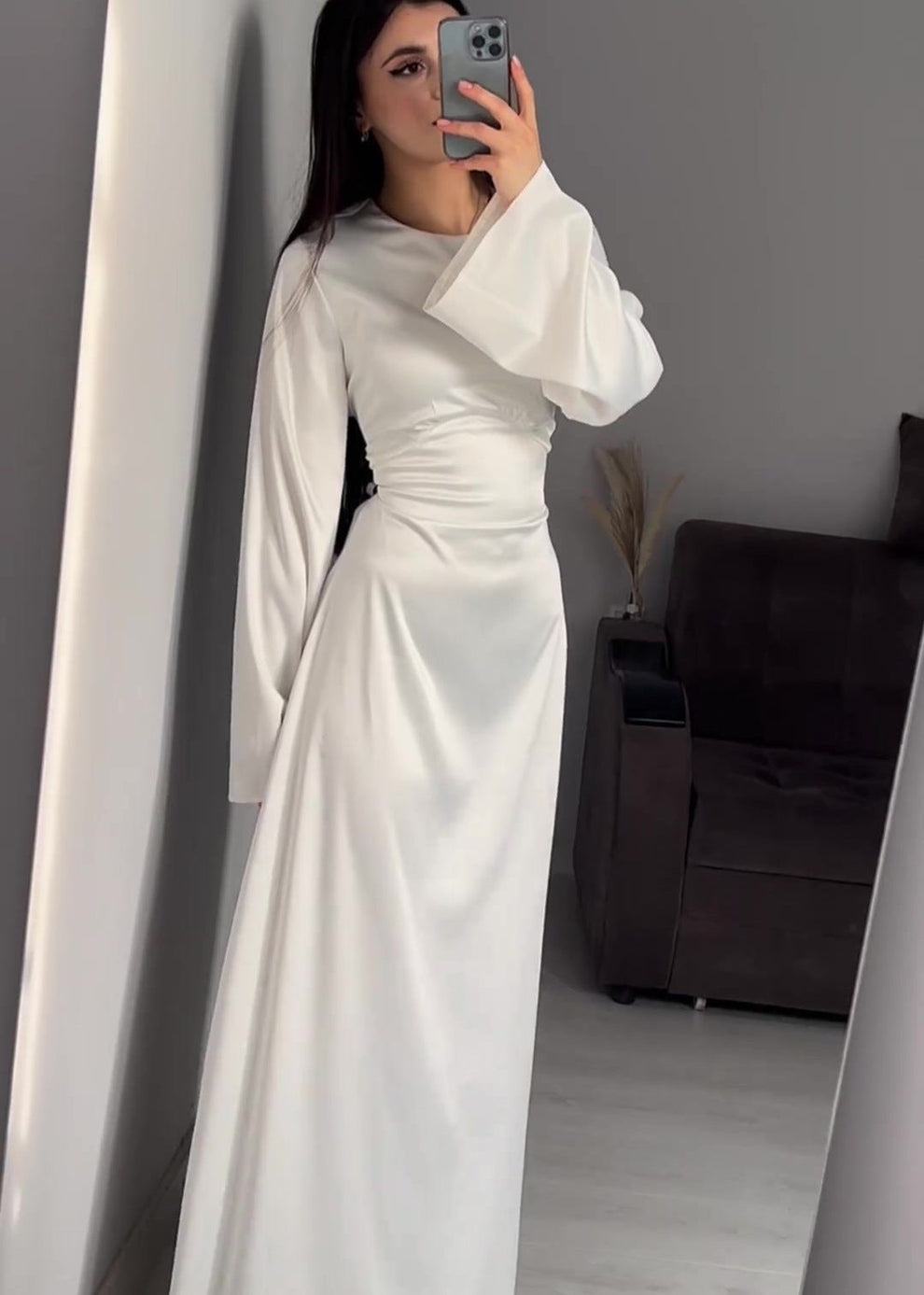 Aurora - Satin Long Sleeve Maxi Dress