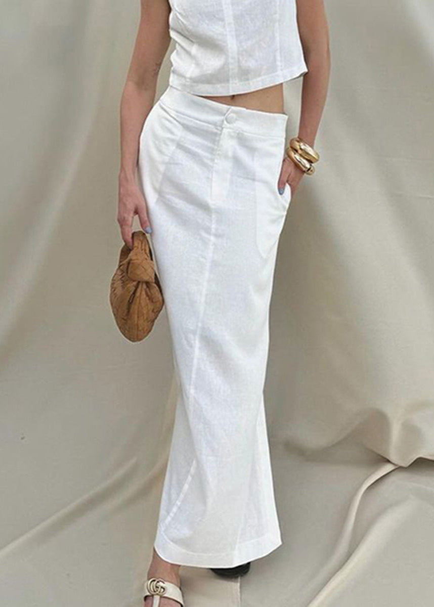 Conjunto Isla de mezcla de lino – Top sin mangas y falda larga con abertura frontal