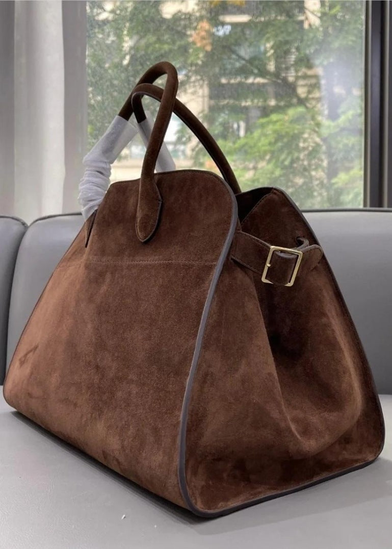 Suede Oversized Buckle Tote Bag