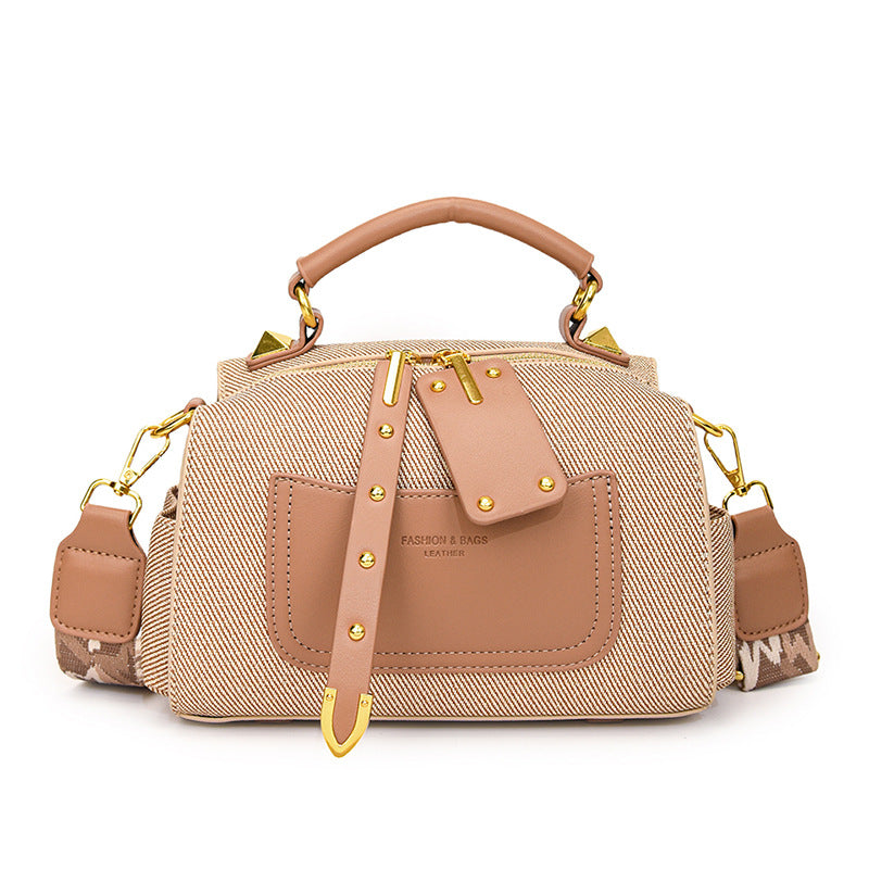 Urban Strap Detail Barrel Bag – Compact Canvas Style