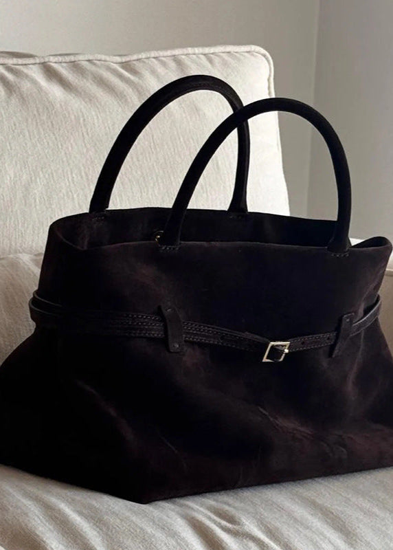 Suede Buckled Tote Bag