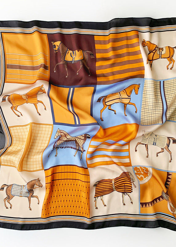 Equestra - Vintage Horse Print Satin Scarf
