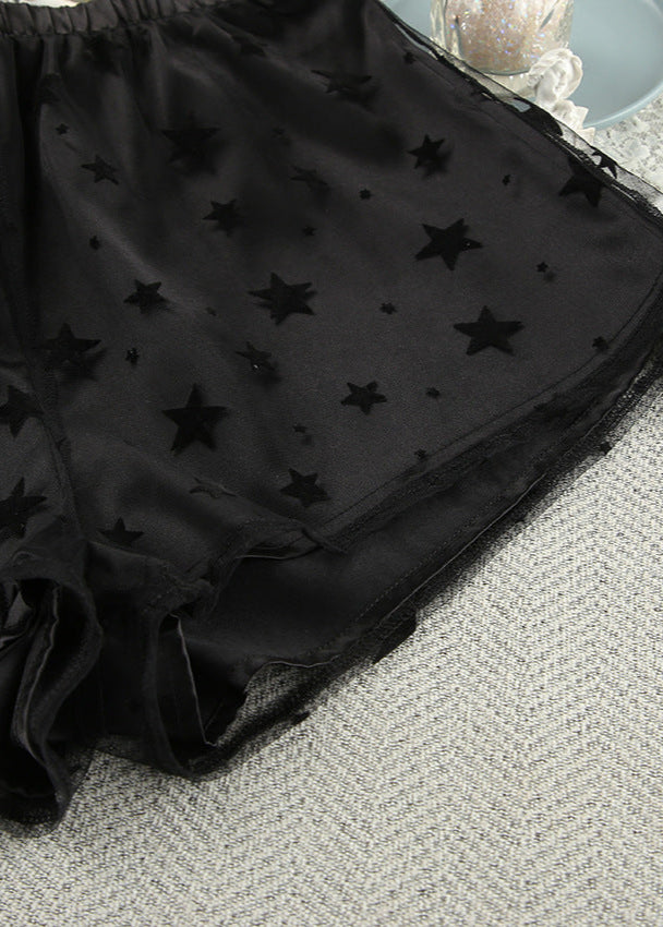 Satin & Sheer Star Mesh Pajama Set