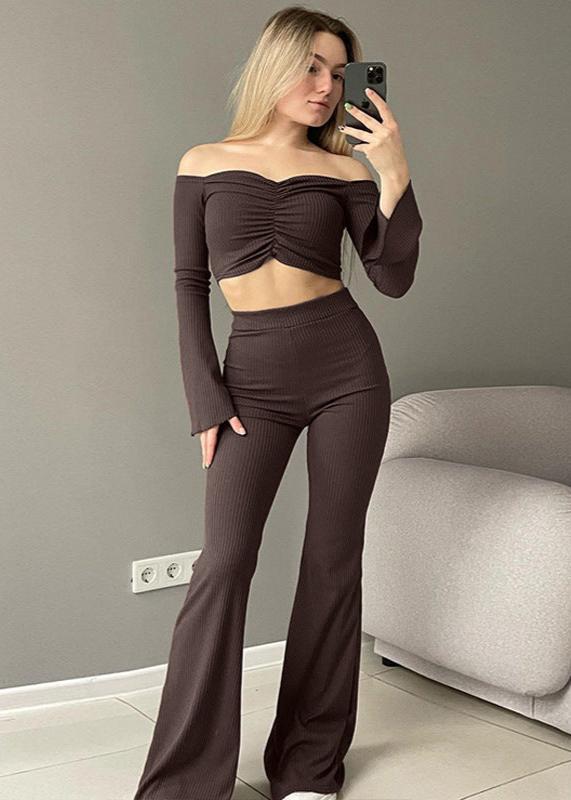 Elegant Off-Shoulder Flare Sleeve Two-Piece Set