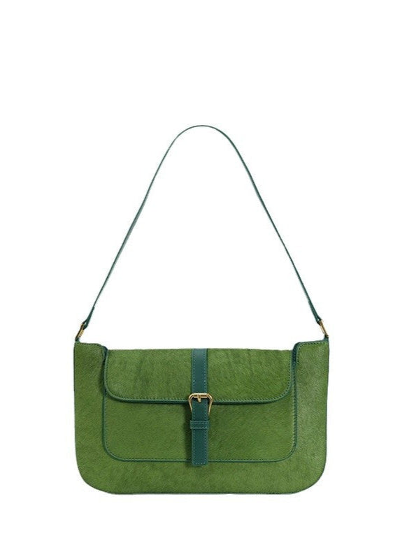 Emerald Buckle Accent Shoulder Bag