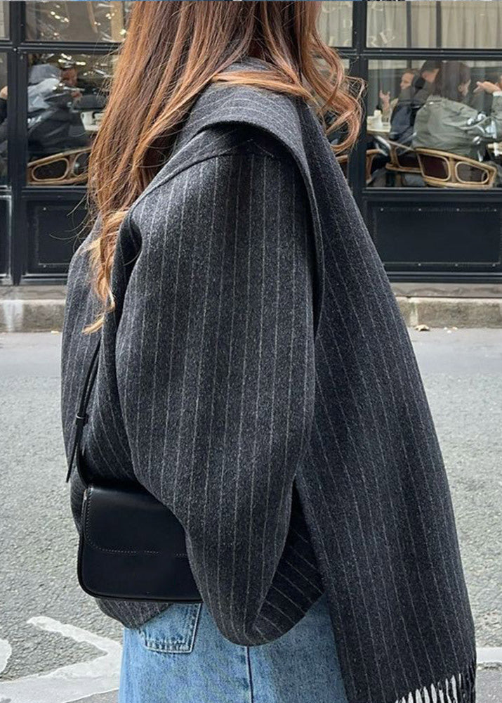 Milan - Pinstripe Scarf Coat