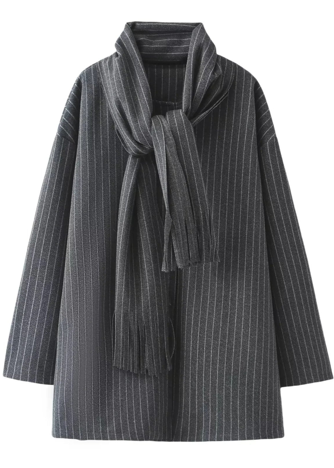 Milan - Pinstripe Scarf Coat