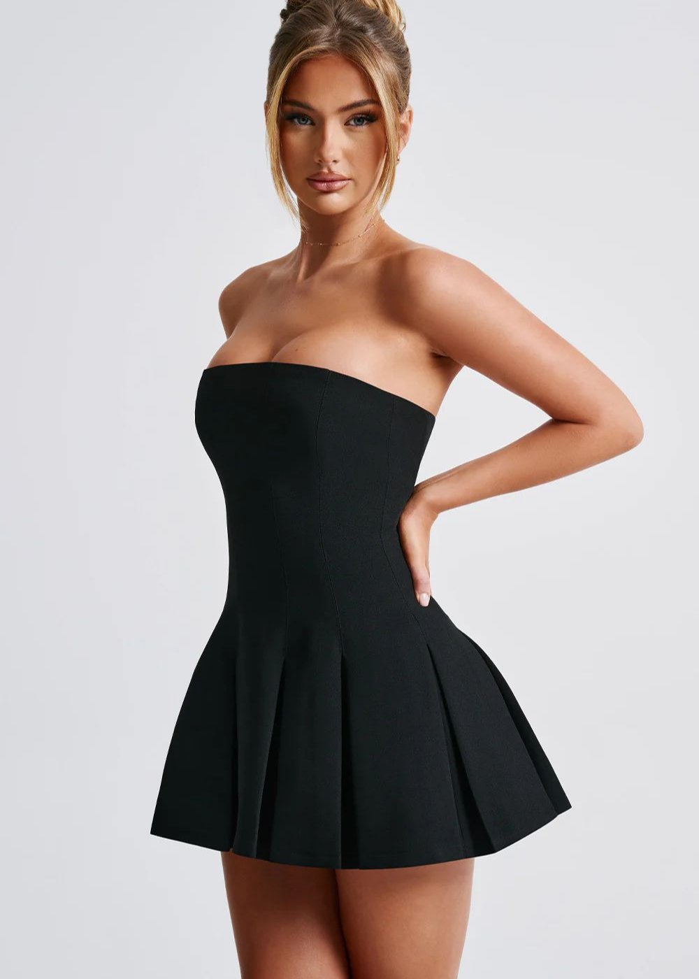 Elenor Strapless Pleated Mini Dress