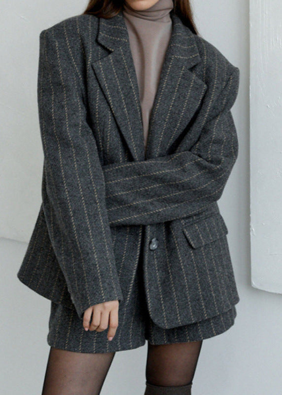 Pinstripe Power - Oversized Blazer & Shorts Set