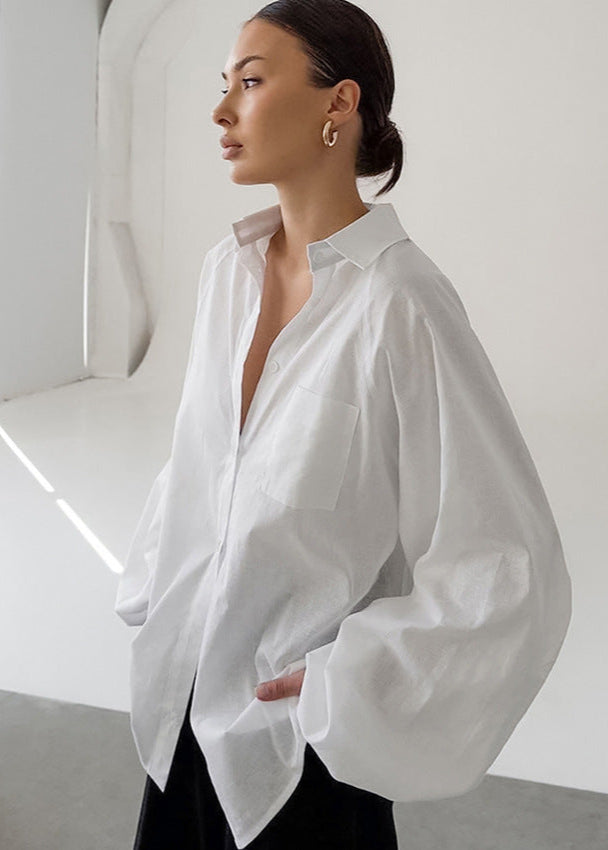 Elara - Oversized Linen Button-Up Shirt