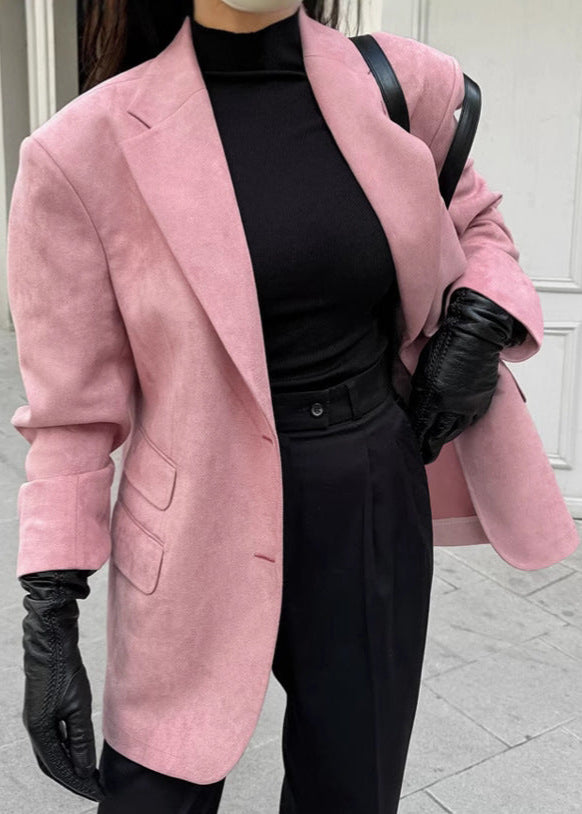 Blush Elegance - Suede Blazer