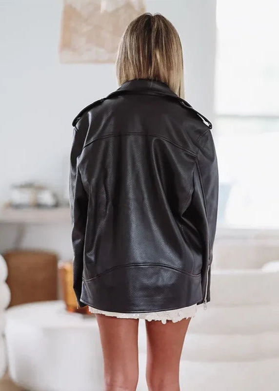 Oversized Faux Leather Moto Jacket