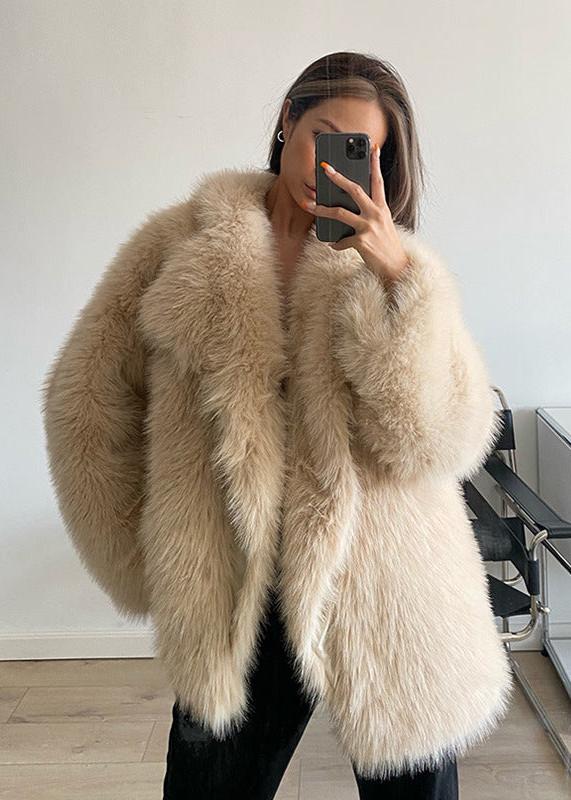 LuxeFox Suit Collar Fur Coat