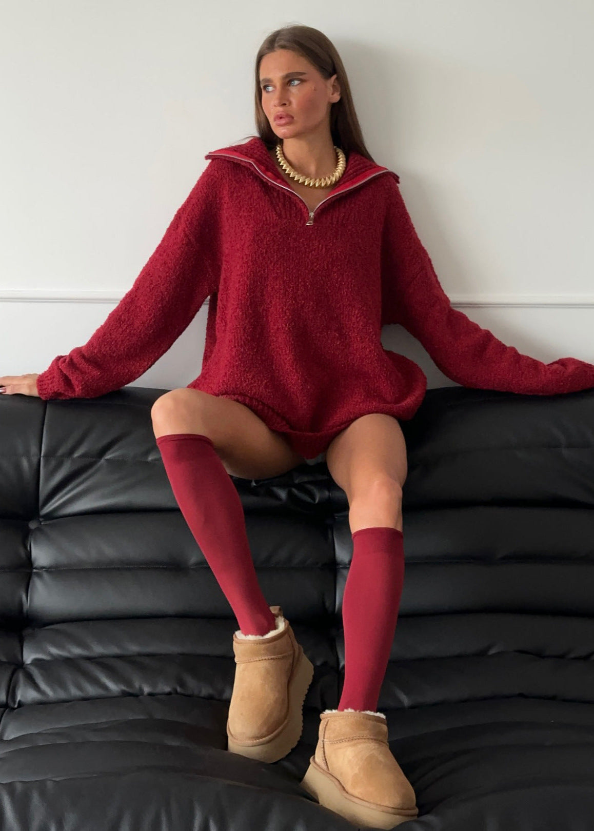 Cozy Red Half-Zip Sweater