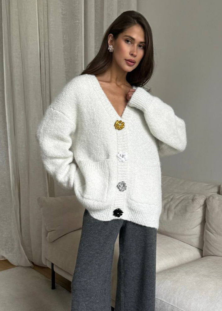 Embellished Button Knit Cardigan