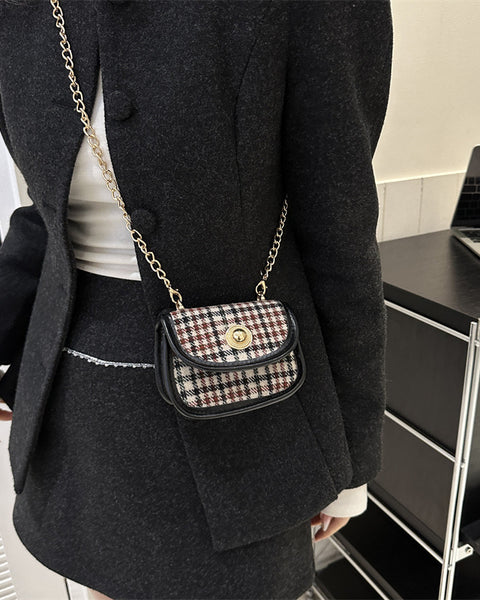 Plaid-Woolen Retro Shoulder Bag