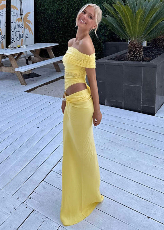 Celeste - Off-Shoulder Ruched Maxi Dress