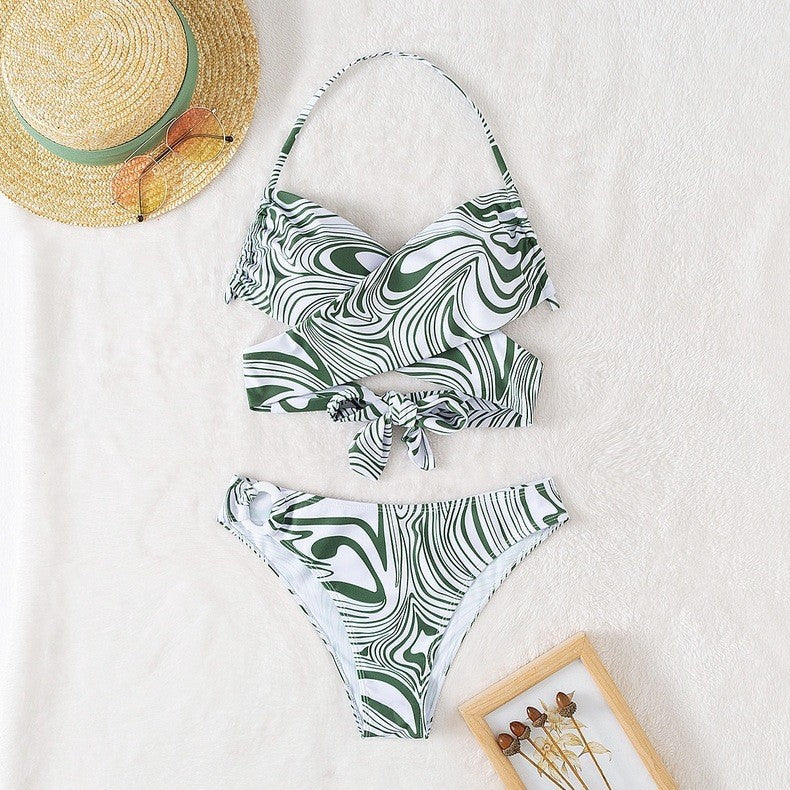 Ensemble de bikini dos nu olive