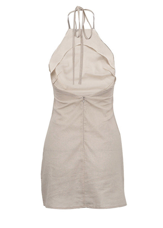 Solana Tie-Back Dress - Linen Halter Mini