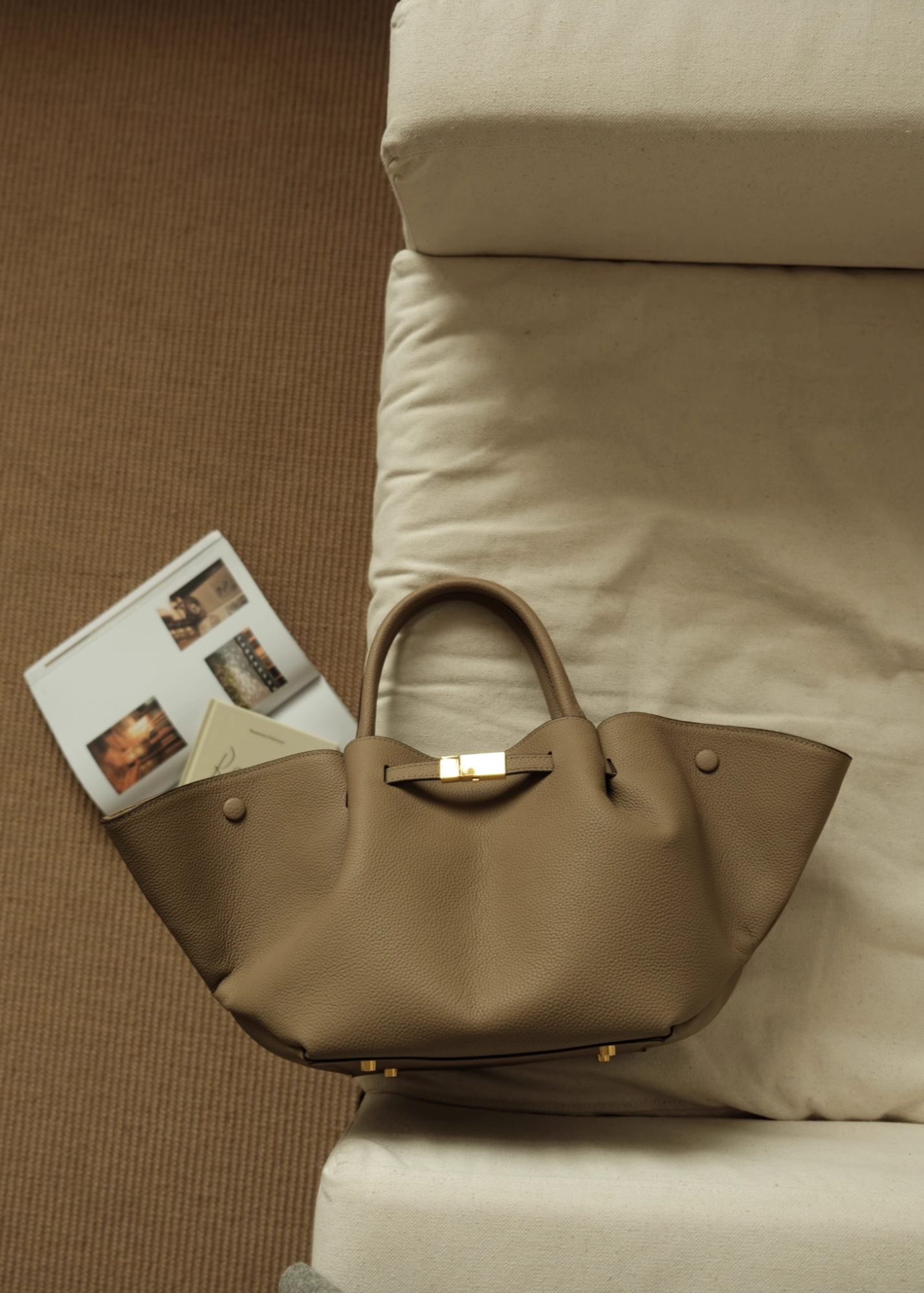 Luxe Leather Wide Tote Bag