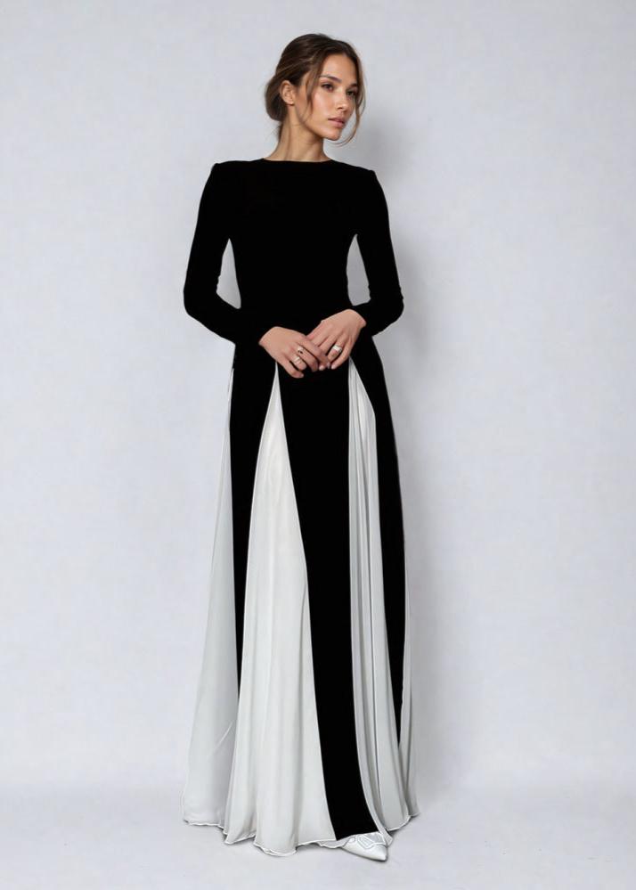 Amara - Two-Tone Long Sleeve Maxi Dress