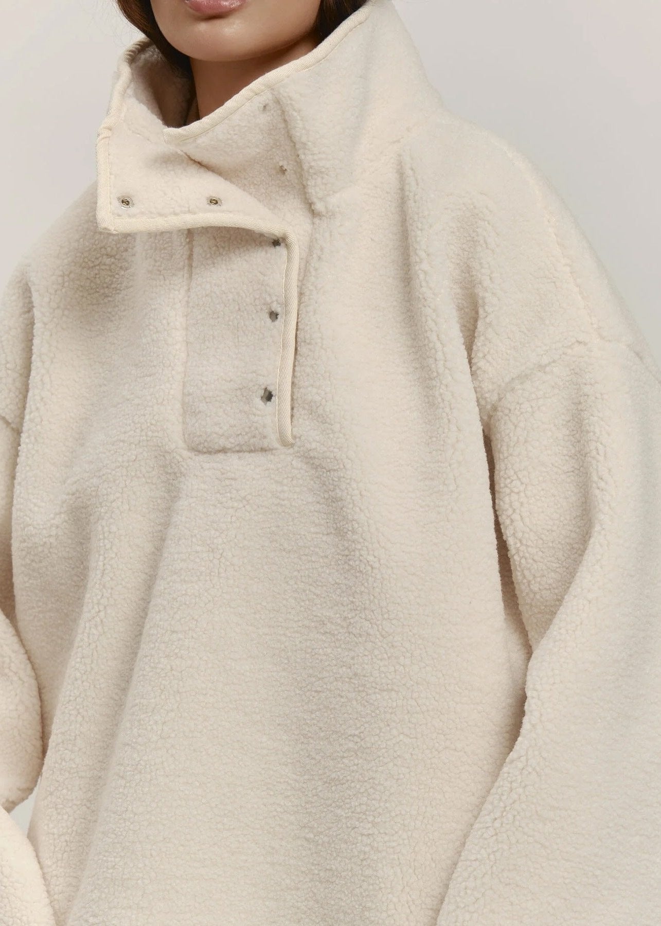 Cozy High-Collar Teddy Pullover