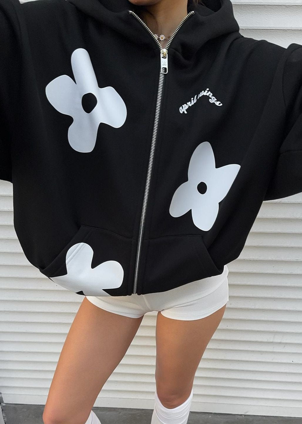 Graphic Bloom Oversized Hoodie