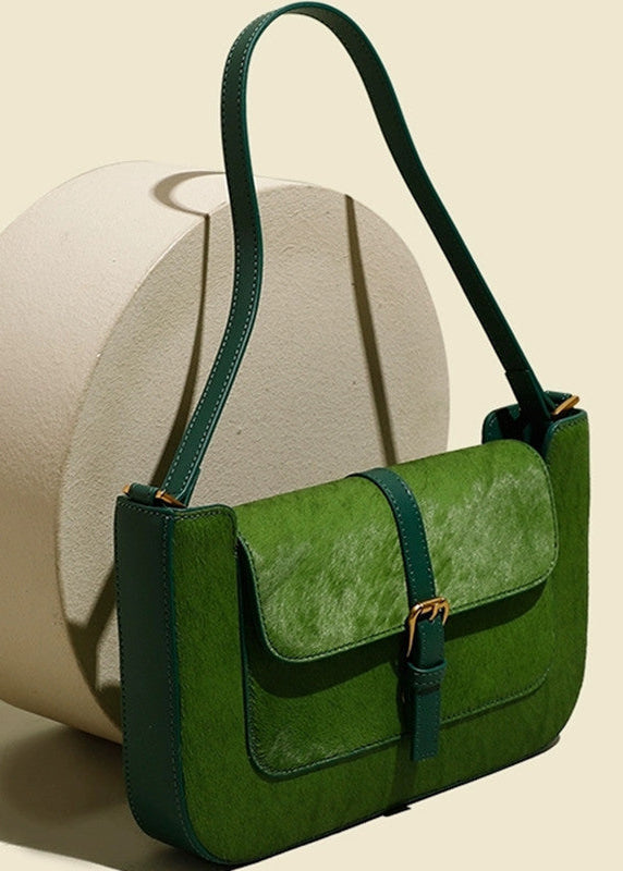 Emerald Buckle Accent Shoulder Bag