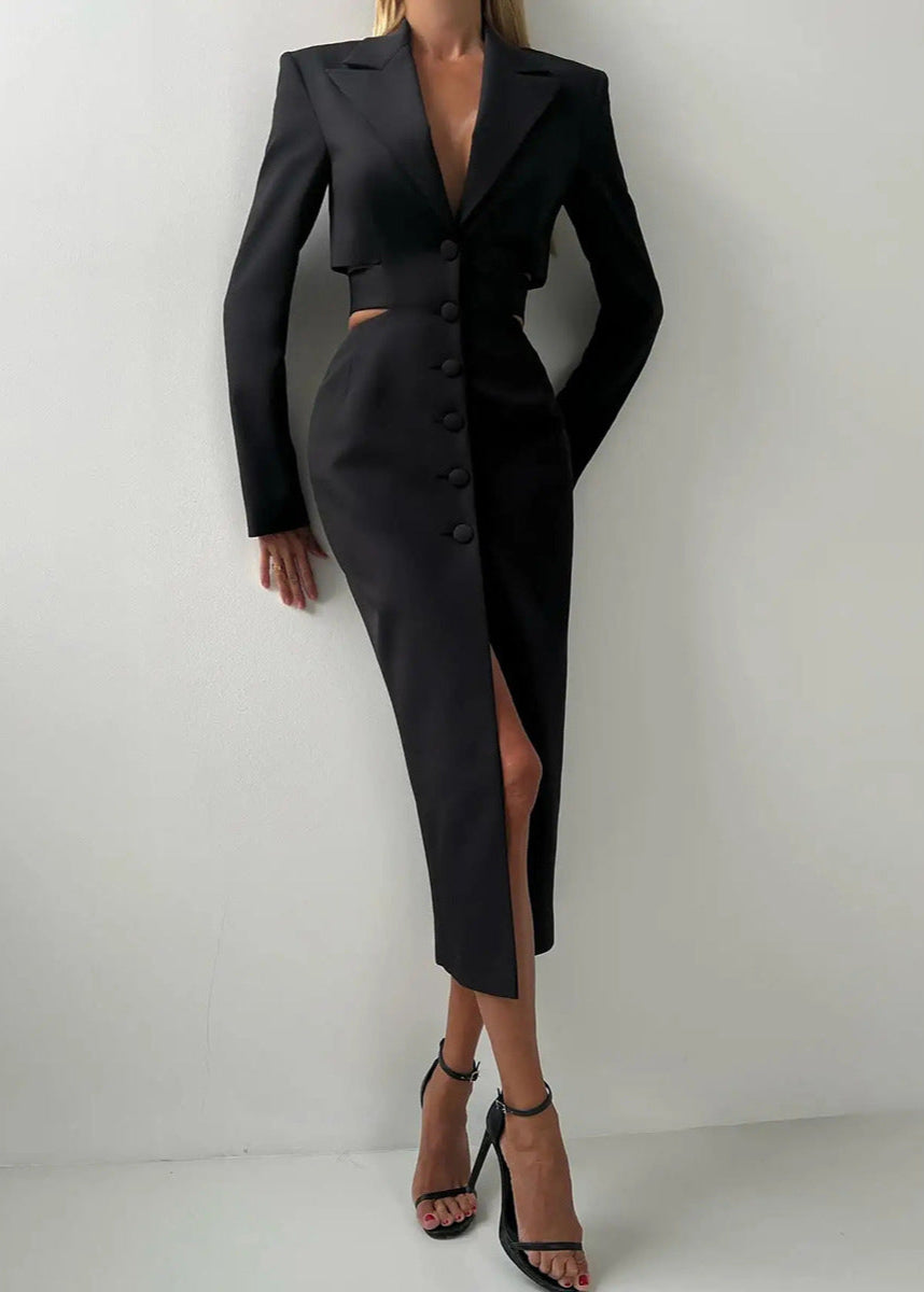 Sculpted Elegance Cut-Out Blazer Dress