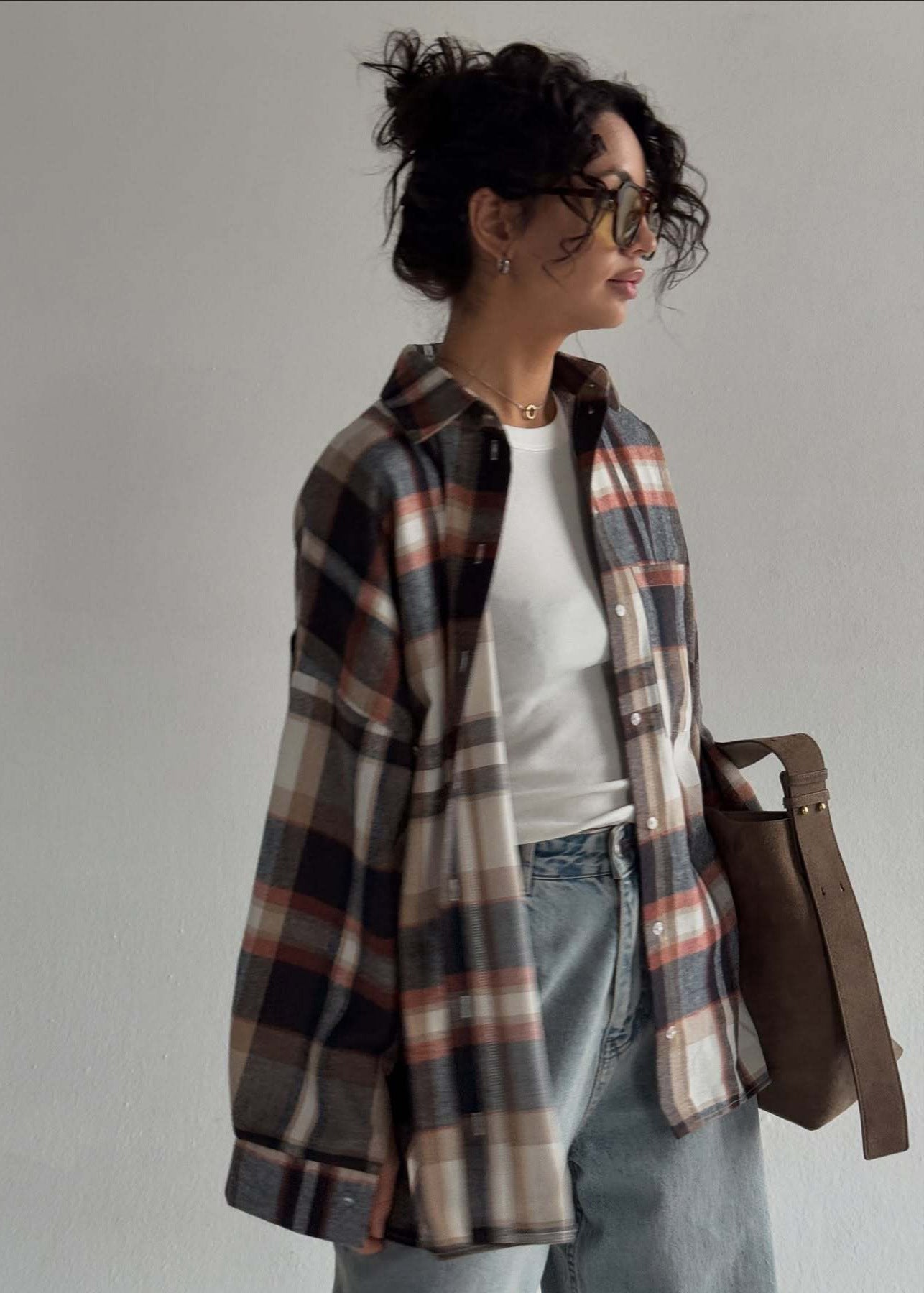 Oversized Plaid Flannel Shirt