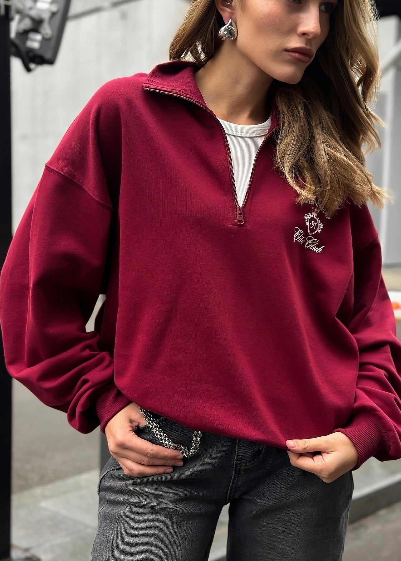 Bordeaux Half-Zip Fleece Pullover