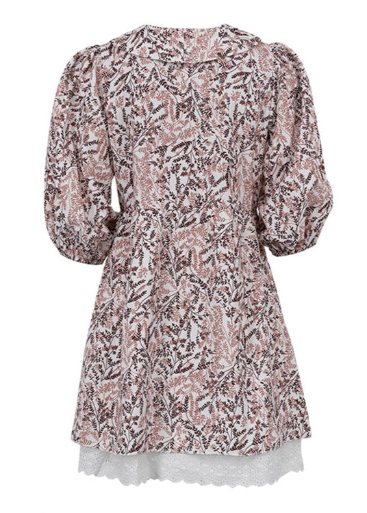 Willow Fern Dress – Puff Sleeve A-Line with Embroidered Hem