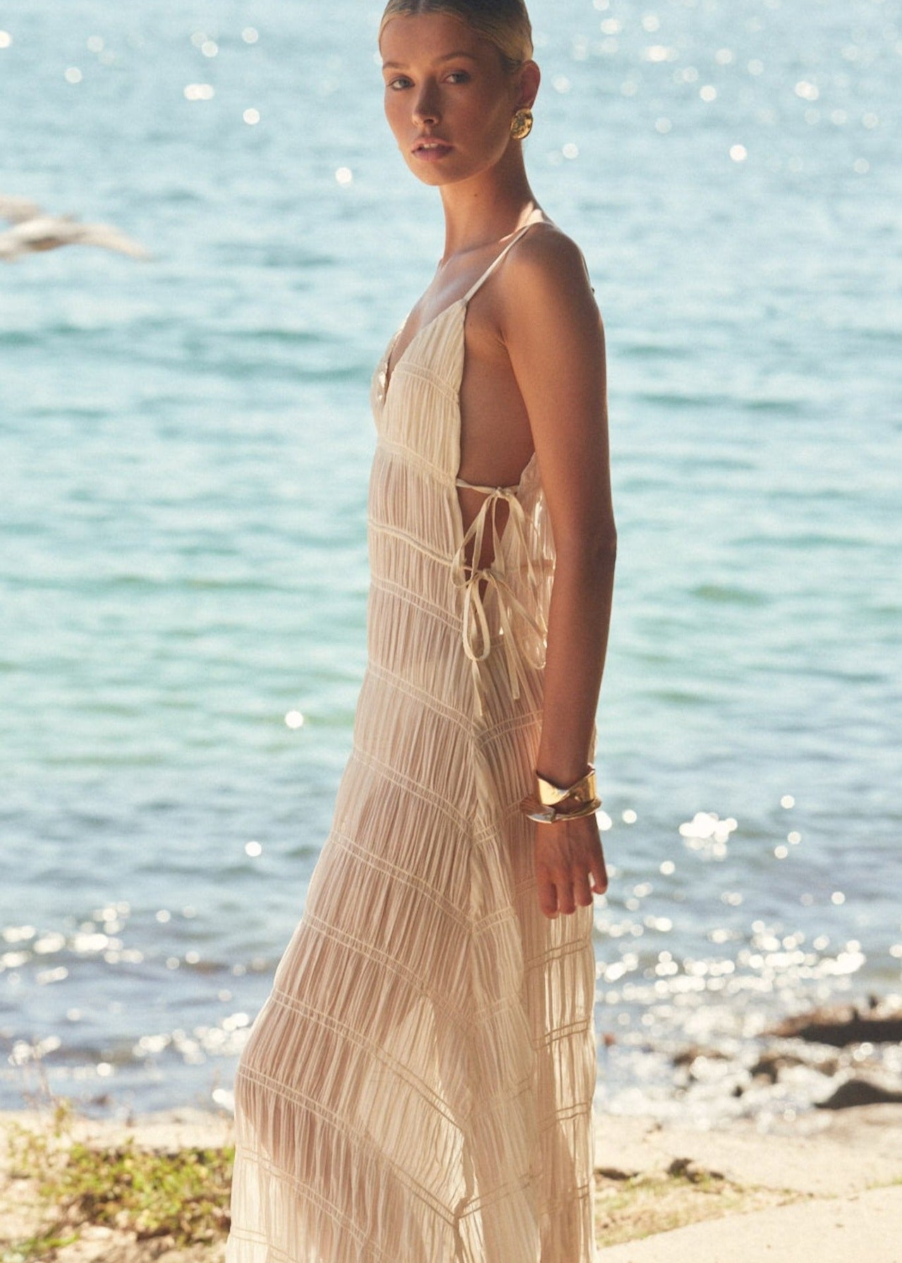 Serena - Pleated Spaghetti Strap Maxi Dress