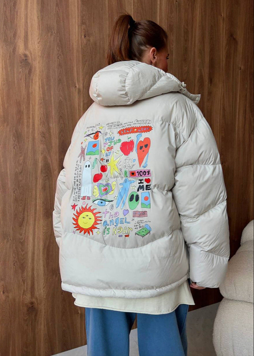 Graphic Oversized Puffer Jacket