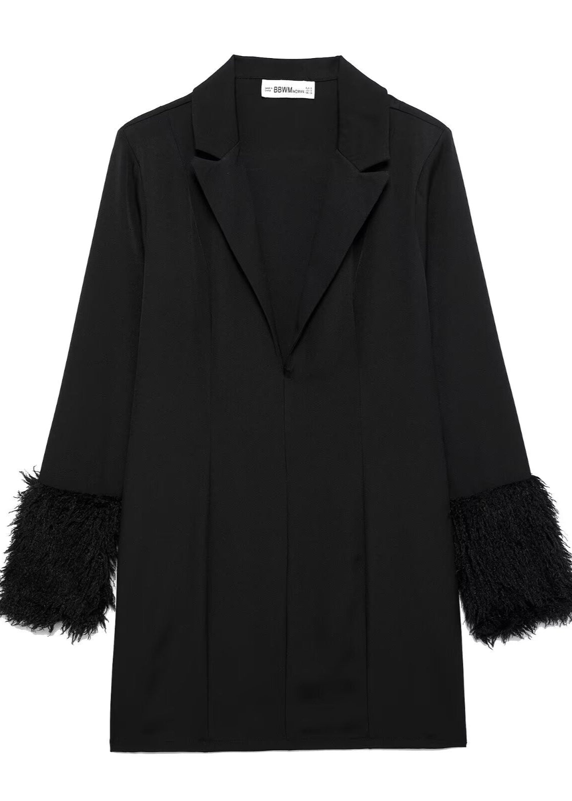 Valentina - Feather Cuff Blazer Dress