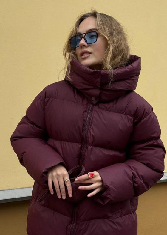 Hooded Burgundy Puffer Jacket - Luxe Winter Comfort