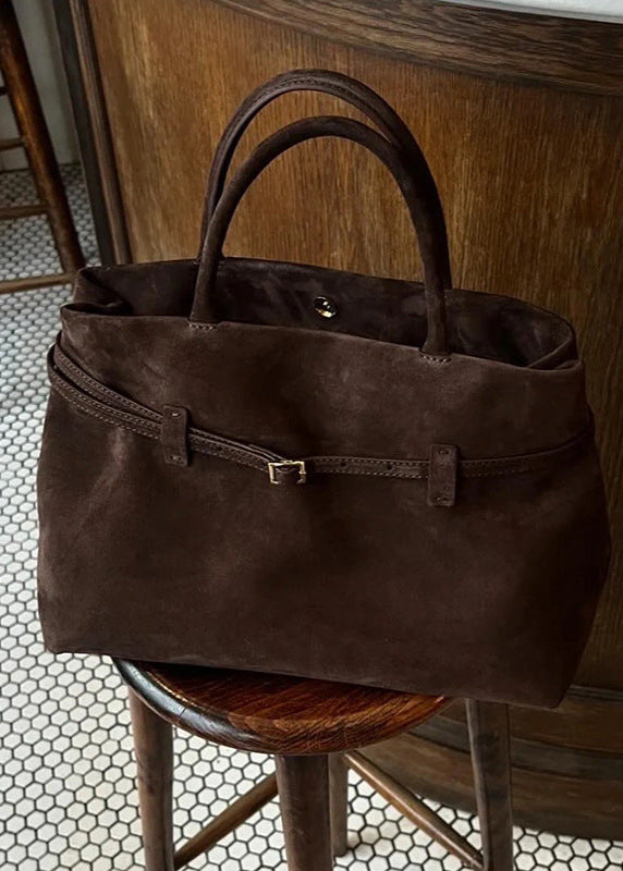 Suede Buckled Tote Bag