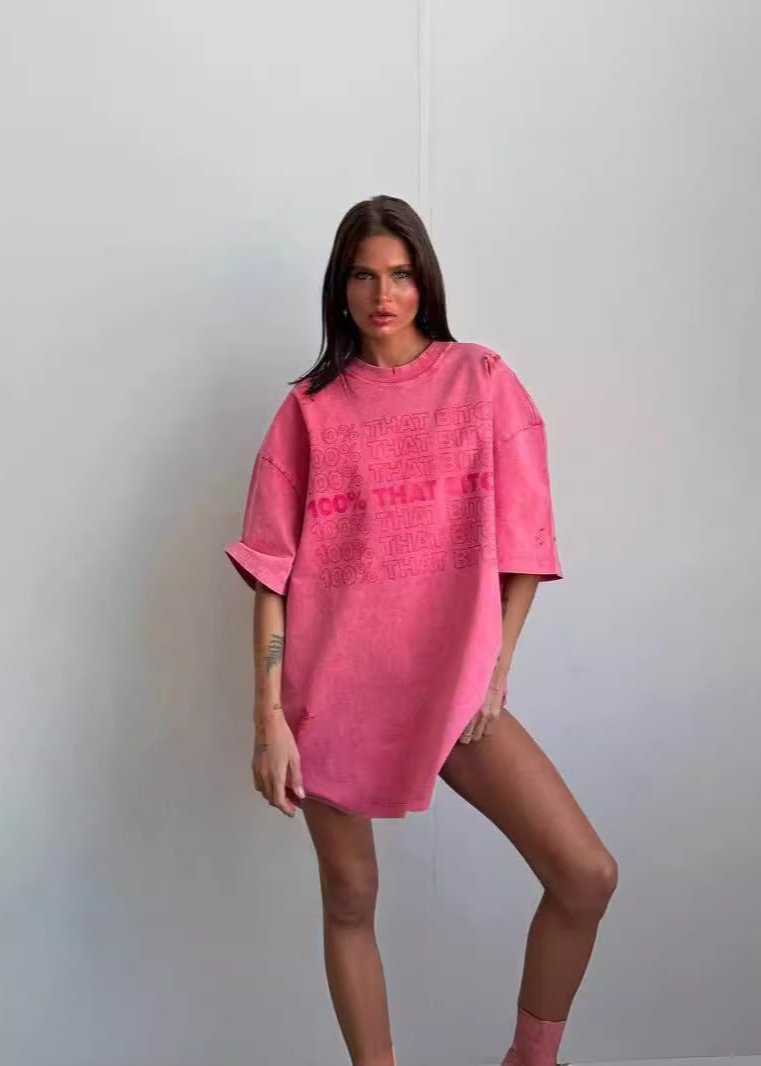 Pink Statement Oversized Tee