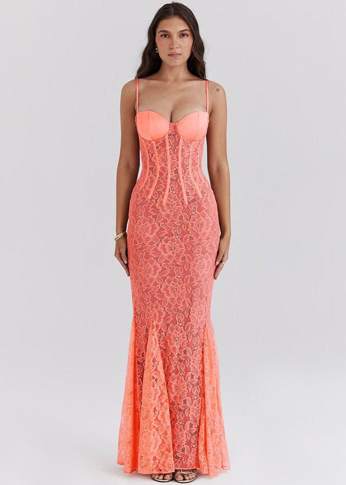 Valeria - Sheer Lace Bustier Gown