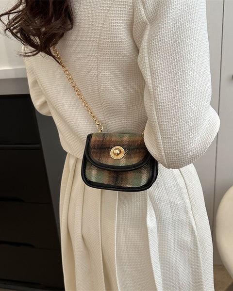 Plaid-Woolen Retro Shoulder Bag