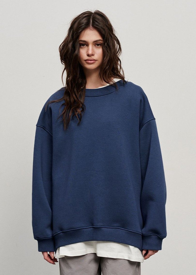 Oversized Marineblauwe Sweatshirt - Moeiteloze Cool