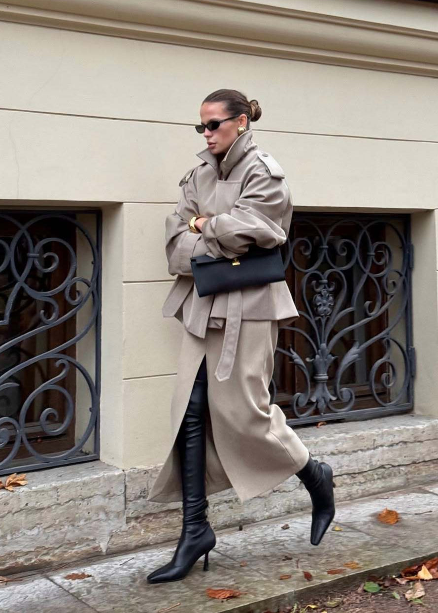 Khaki Belted Cropped Trench Jacket