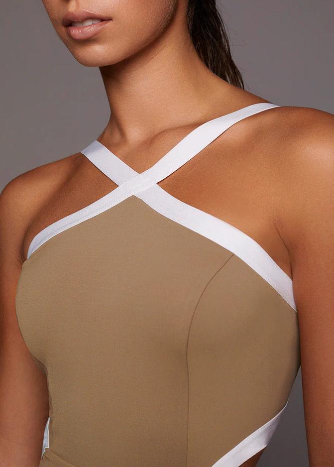 Contrast Strapped Bodycon Mini Dress