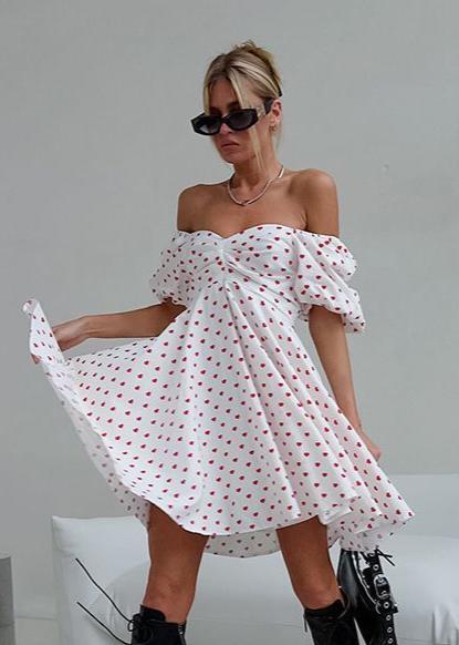 Sweetheart Puff-Sleeve Dress