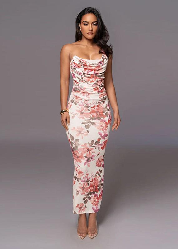 Floral Elegance One-Shoulder Midi Jurk