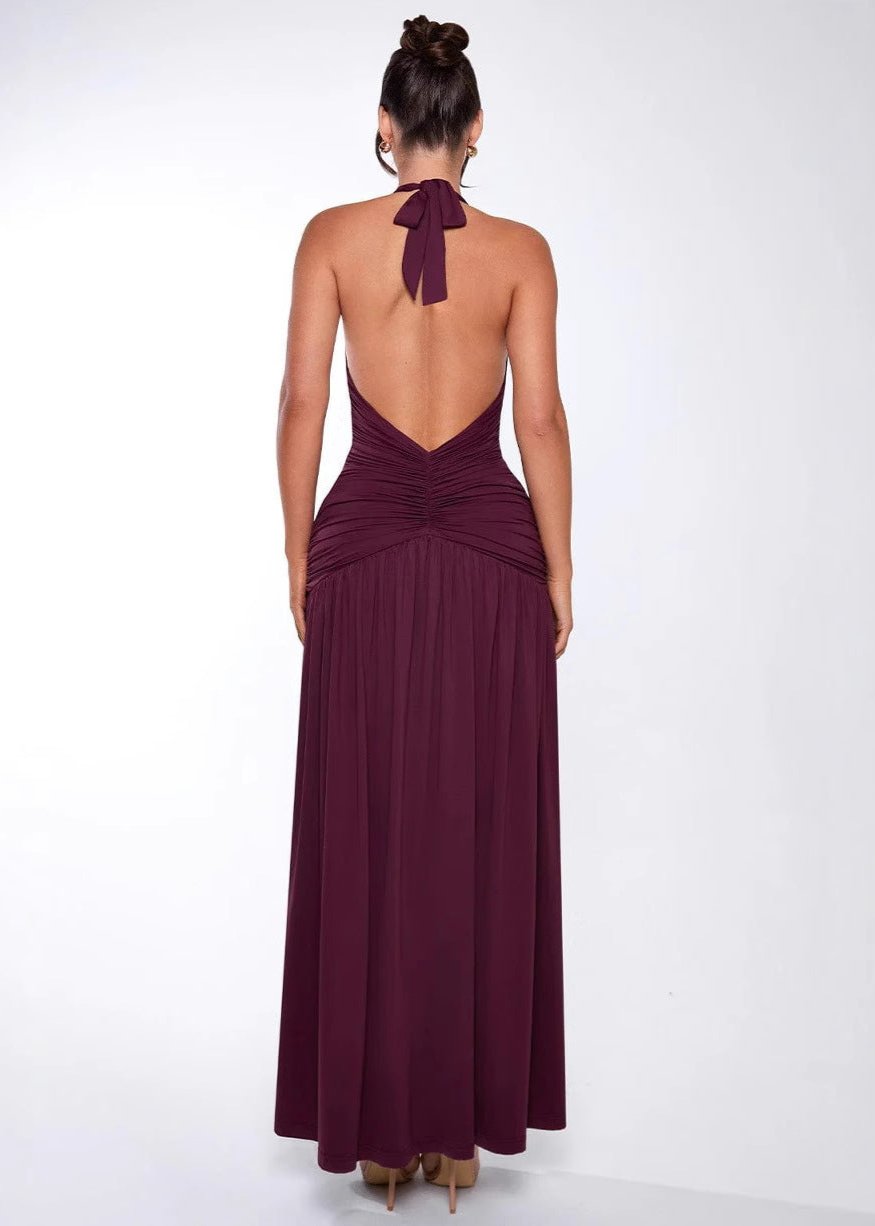 Amaranthine Halter Maxi Jurk