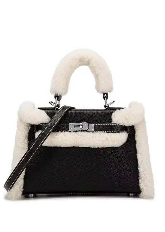 Aspen - Faux Shearling Top Handle Crossbody Bag